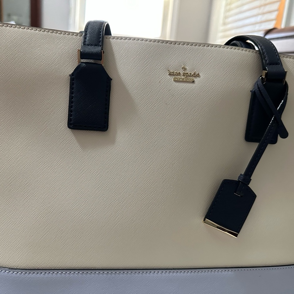 Large Kate Spade blue and white purse pocketbook